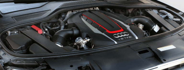 Audi engine repair in Franklin, MA by Advanced European Repair. Image of an Audi S8 engine bay, highlighting precision diagnostics, maintenance, and performance-focused service for luxury European vehicles.