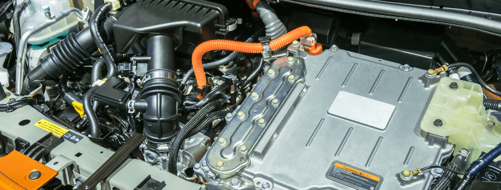 Battery diagnostics, auto repair in Franklin, MA at Advanced European Repair. Image of EV engine bay showcasing high-voltage components, advanced systems, and specialized service for optimal efficiency and performance.